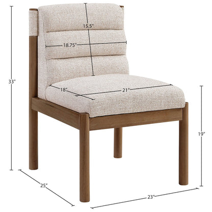 Eloura Beige Linen Textured Fabric Upholstered Dining Chair, Set of 2