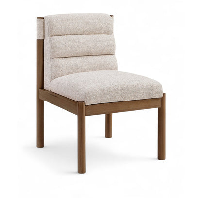Eloura Beige Linen Textured Fabric Upholstered Dining Chair, Set of 2