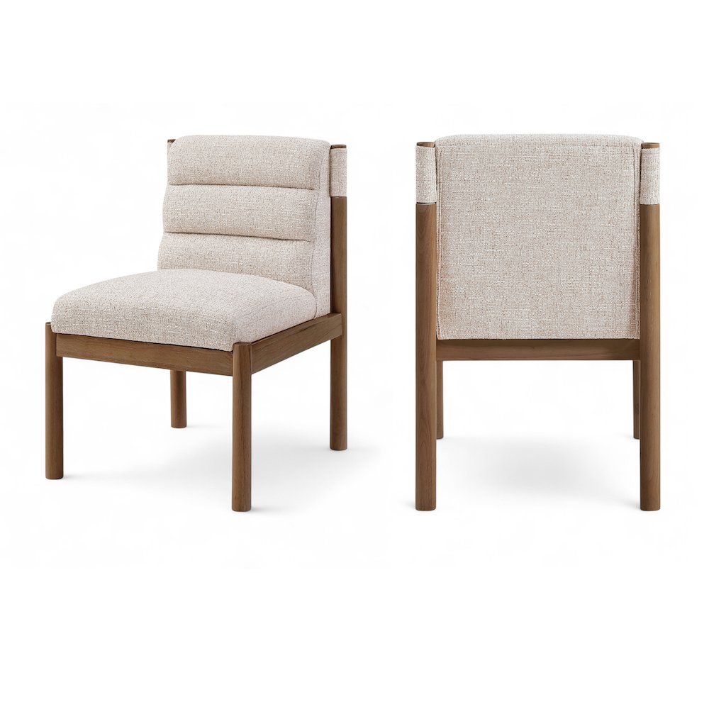 Eloura Beige Linen Textured Fabric Upholstered Dining Chair, Set of 2