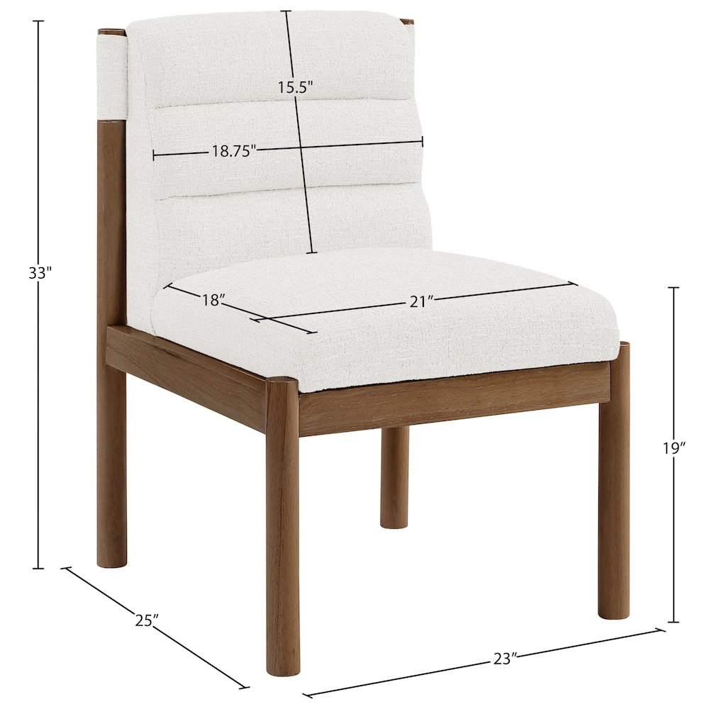Eloura Cream Linen Textured Fabric Upholstered Dining Chair, Set of 2