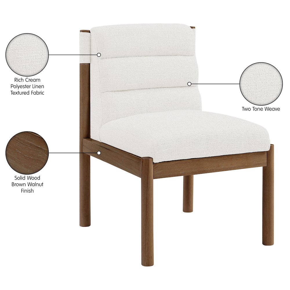 Eloura Cream Linen Textured Fabric Upholstered Dining Chair, Set of 2