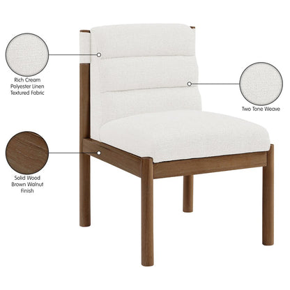 Eloura Cream Linen Textured Fabric Upholstered Dining Chair, Set of 2