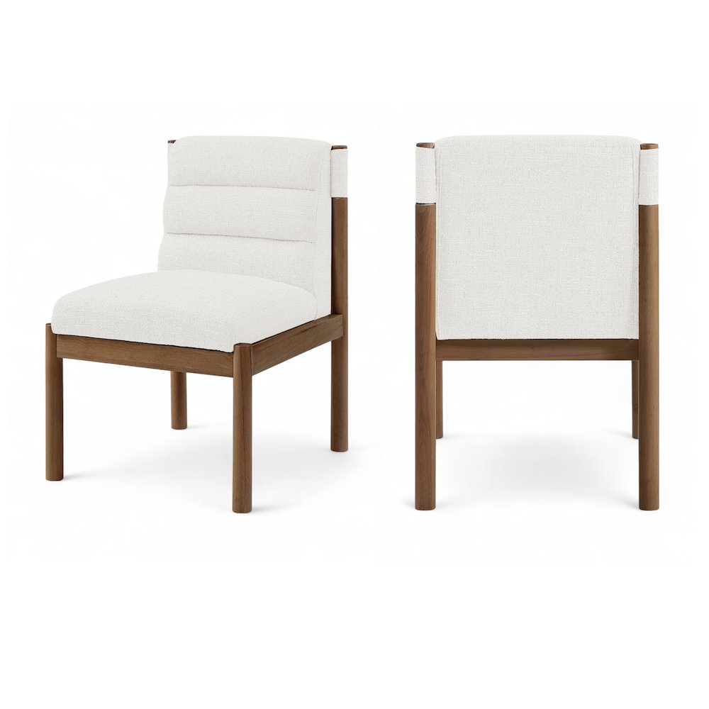Eloura Cream Linen Textured Fabric Upholstered Dining Chair, Set of 2