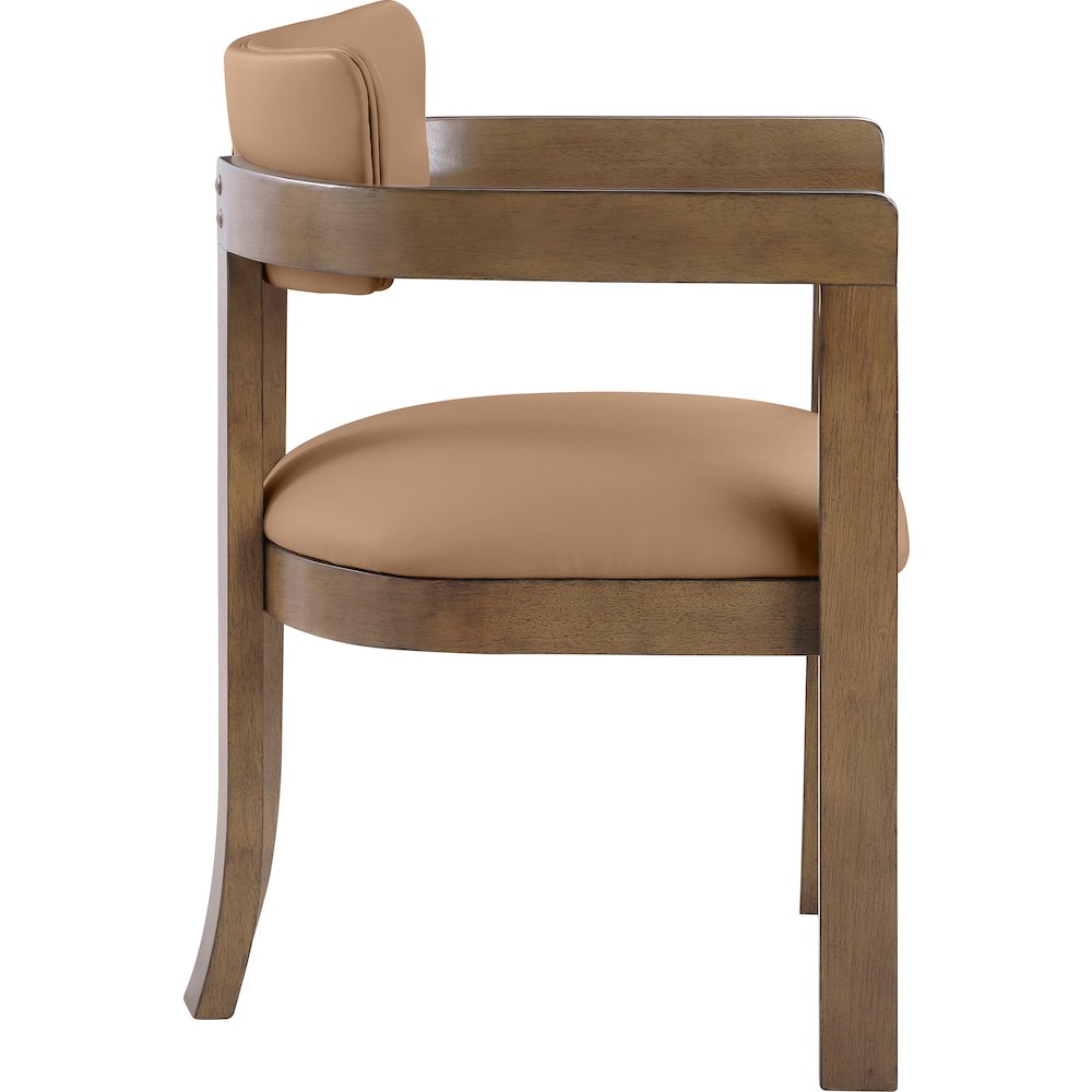 Lavrin Cognac Vegan Leather Upholstered Dining Arm Chair, Set of 2