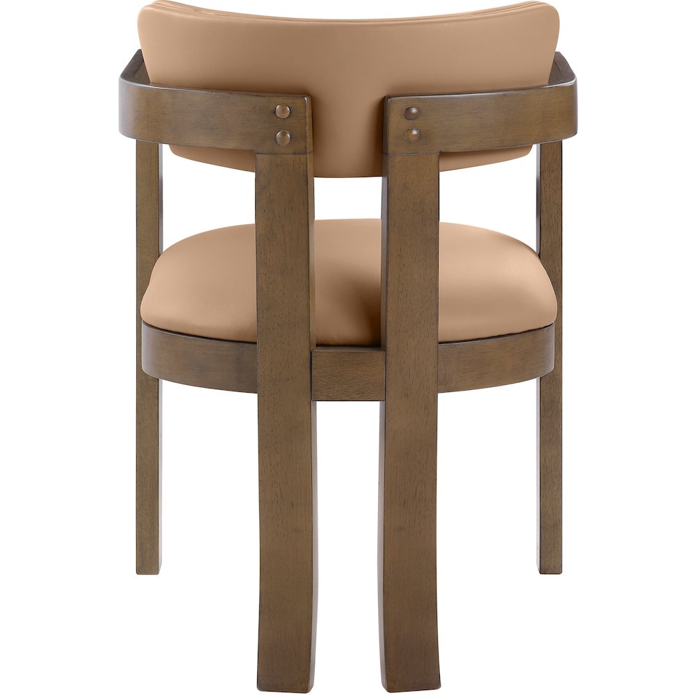 Lavrin Cognac Vegan Leather Upholstered Dining Arm Chair, Set of 2