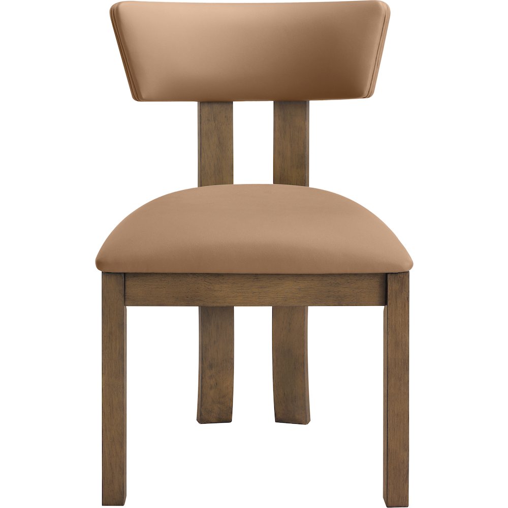 Lavrin Cognac Vegan Leather Upholstered Dining Side Chair, Set of 2