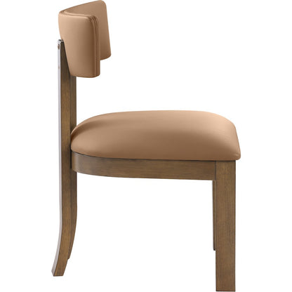 Lavrin Cognac Vegan Leather Upholstered Dining Side Chair, Set of 2