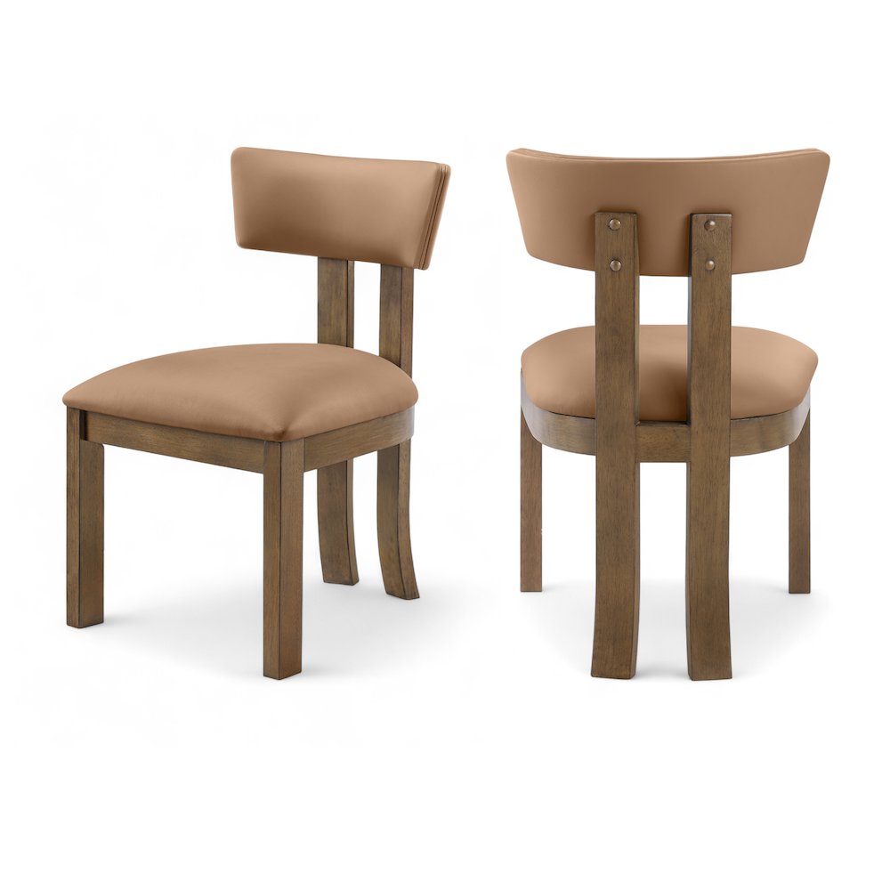 Lavrin Cognac Vegan Leather Upholstered Dining Side Chair, Set of 2