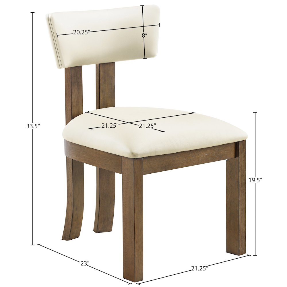 Lavrin Cream Vegan Leather Upholstered Dining Side Chair, Set of 2