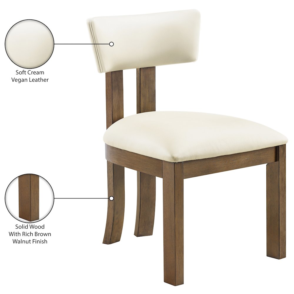 Lavrin Cream Vegan Leather Upholstered Dining Side Chair, Set of 2
