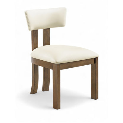 Lavrin Cream Vegan Leather Upholstered Dining Side Chair, Set of 2