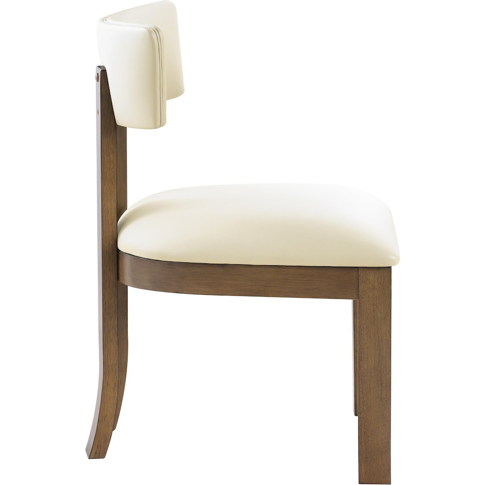 Lavrin Cream Vegan Leather Upholstered Dining Side Chair, Set of 2