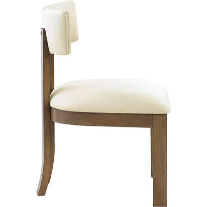 Lavrin Cream Vegan Leather Upholstered Dining Side Chair, Set of 2