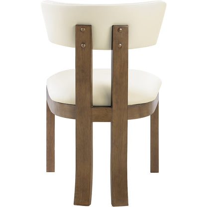 Lavrin Cream Vegan Leather Upholstered Dining Side Chair, Set of 2