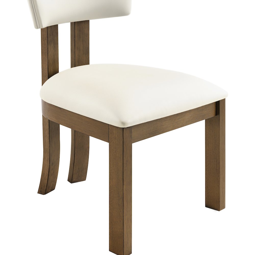 Lavrin Cream Vegan Leather Upholstered Dining Side Chair, Set of 2
