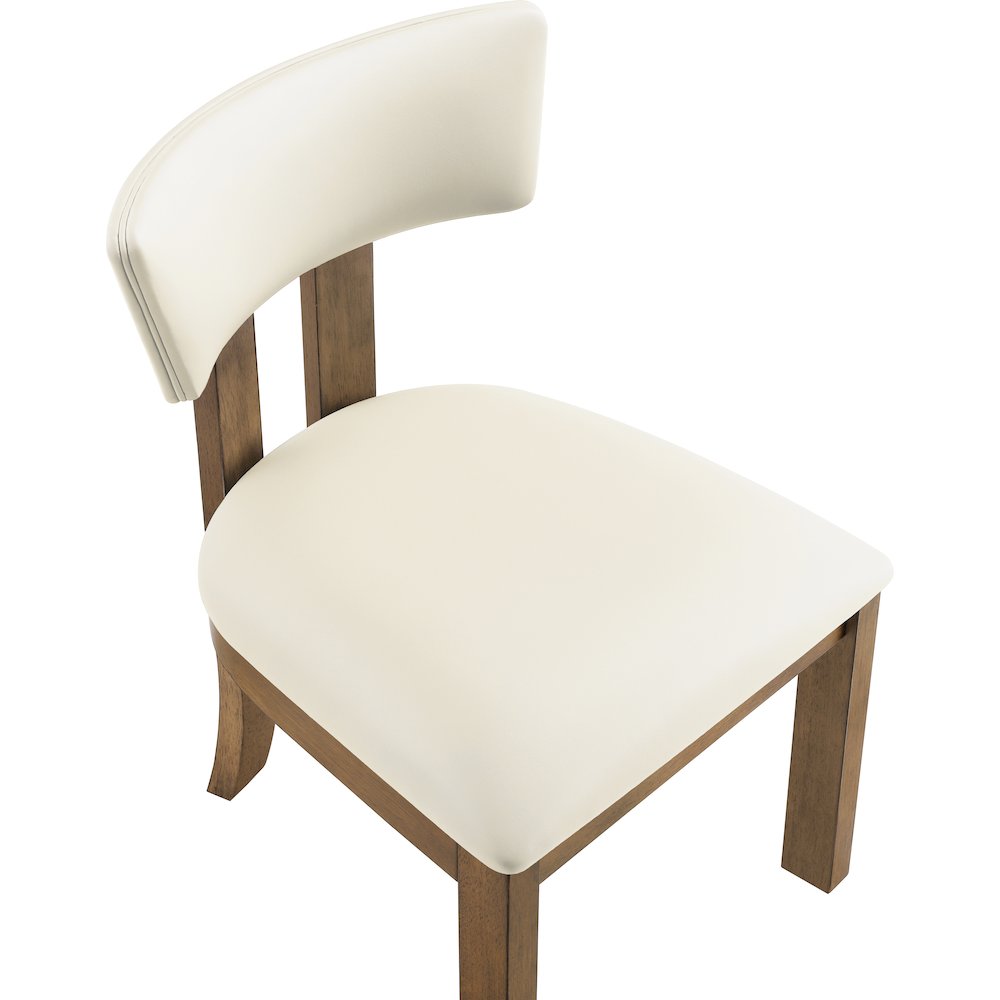 Lavrin Cream Vegan Leather Upholstered Dining Side Chair, Set of 2