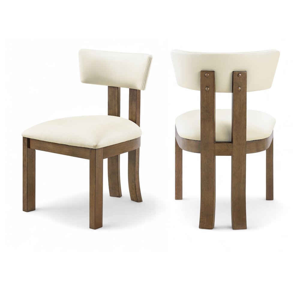 Lavrin Cream Vegan Leather Upholstered Dining Side Chair, Set of 2