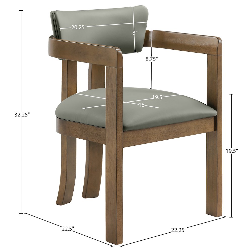 Lavrin Olive Vegan Leather Upholstered Dining Arm Chair, Set of 2