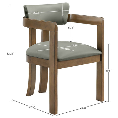 Lavrin Olive Vegan Leather Upholstered Dining Arm Chair, Set of 2