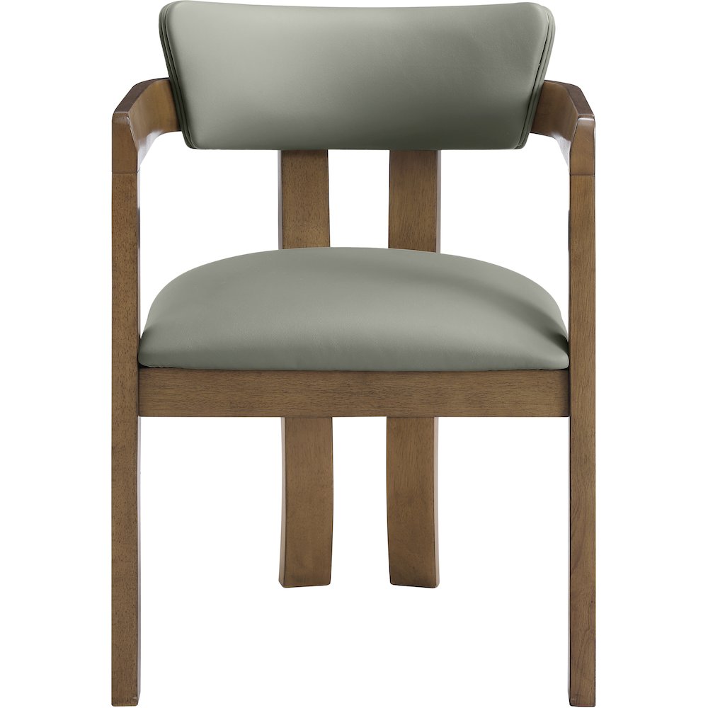 Lavrin Olive Vegan Leather Upholstered Dining Arm Chair, Set of 2