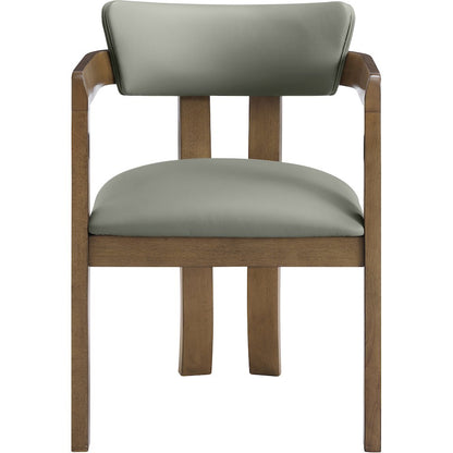 Lavrin Olive Vegan Leather Upholstered Dining Arm Chair, Set of 2