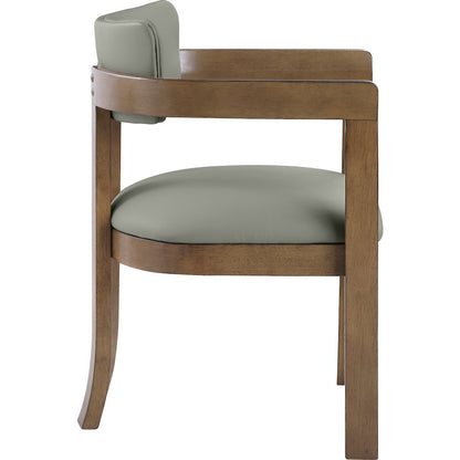 Lavrin Olive Vegan Leather Upholstered Dining Arm Chair, Set of 2
