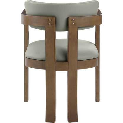 Lavrin Olive Vegan Leather Upholstered Dining Arm Chair, Set of 2
