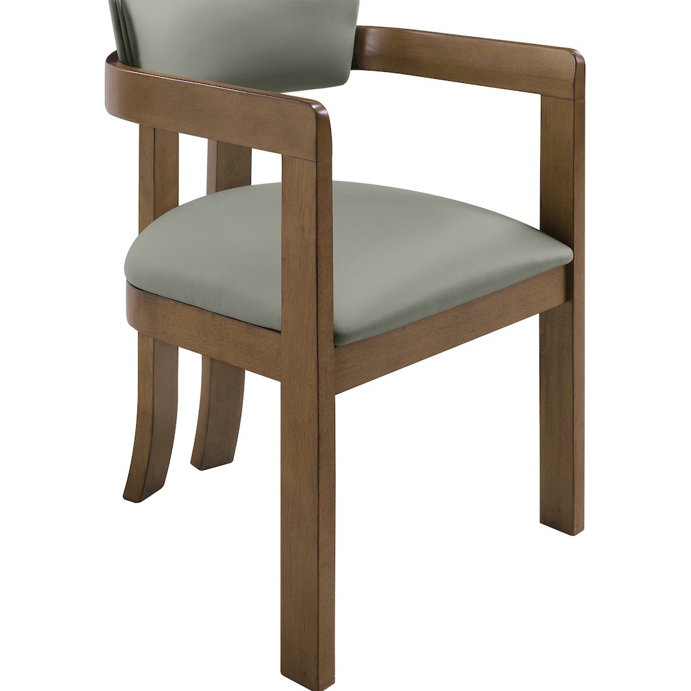 Lavrin Olive Vegan Leather Upholstered Dining Arm Chair, Set of 2
