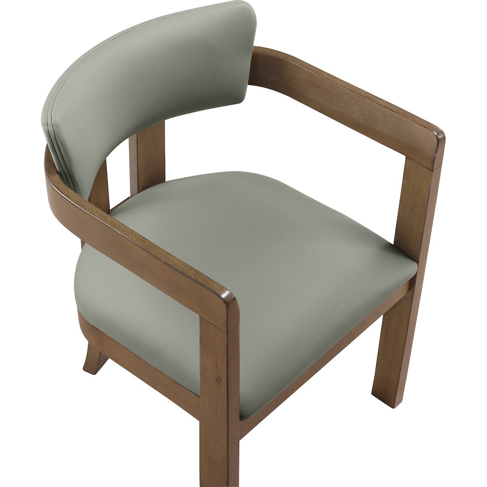Lavrin Olive Vegan Leather Upholstered Dining Arm Chair, Set of 2