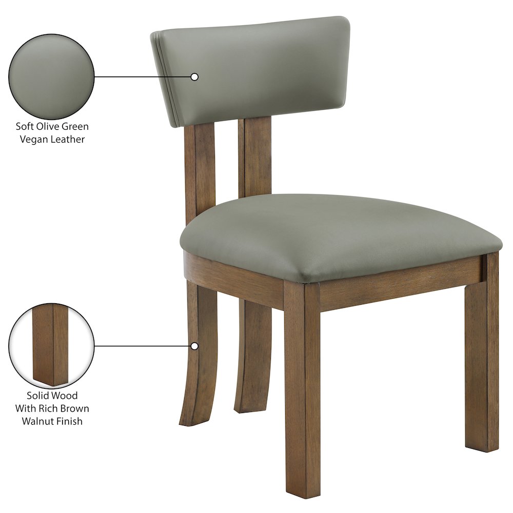 Lavrin Olive Vegan Leather Upholstered Dining Side Chair, Set of 2