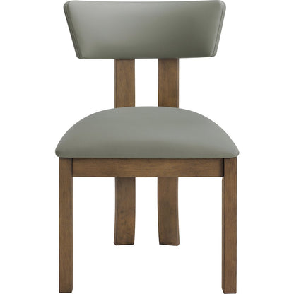 Lavrin Olive Vegan Leather Upholstered Dining Side Chair, Set of 2