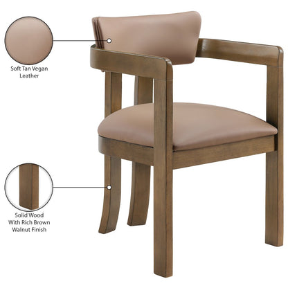 Lavrin Tan Vegan Leather Upholstered Dining Arm Chair, Set of 2