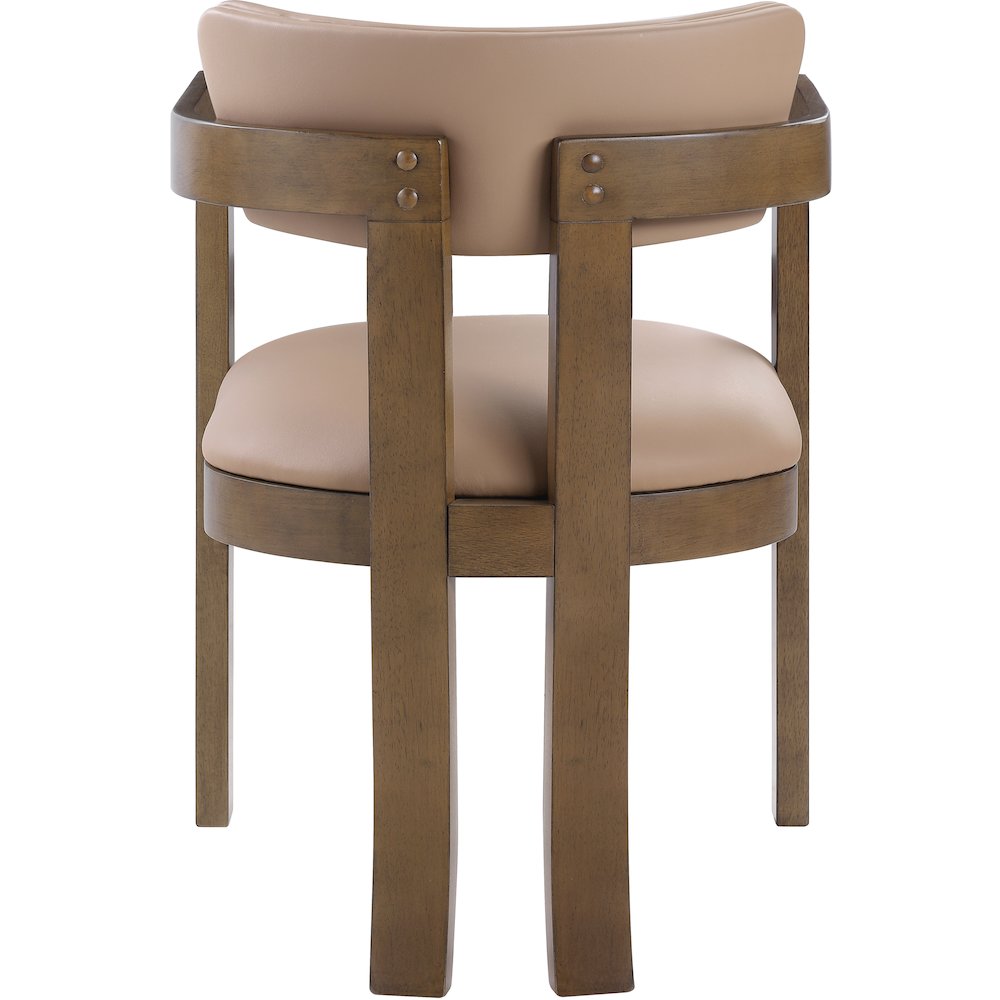 Lavrin Tan Vegan Leather Upholstered Dining Arm Chair, Set of 2