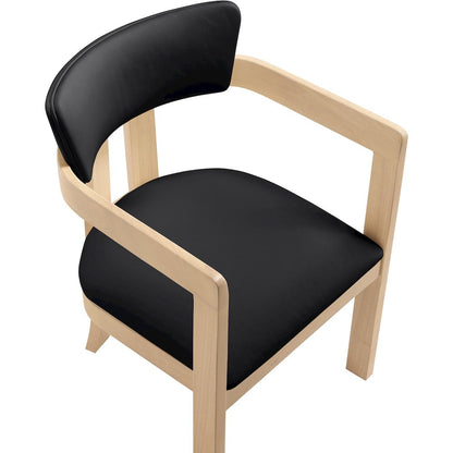 Lavrin Black Vegan Leather Upholstered Dining Arm Chair, Set of 2