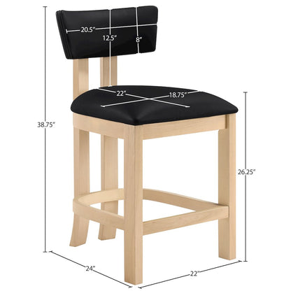 Lavrin Black Vegan Leather Upholstered Counter Stool, Set of 2
