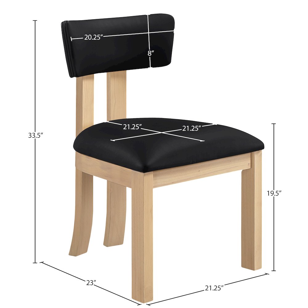 Lavrin Black Vegan Leather Upholstered Dining Side Chair, Set of 2