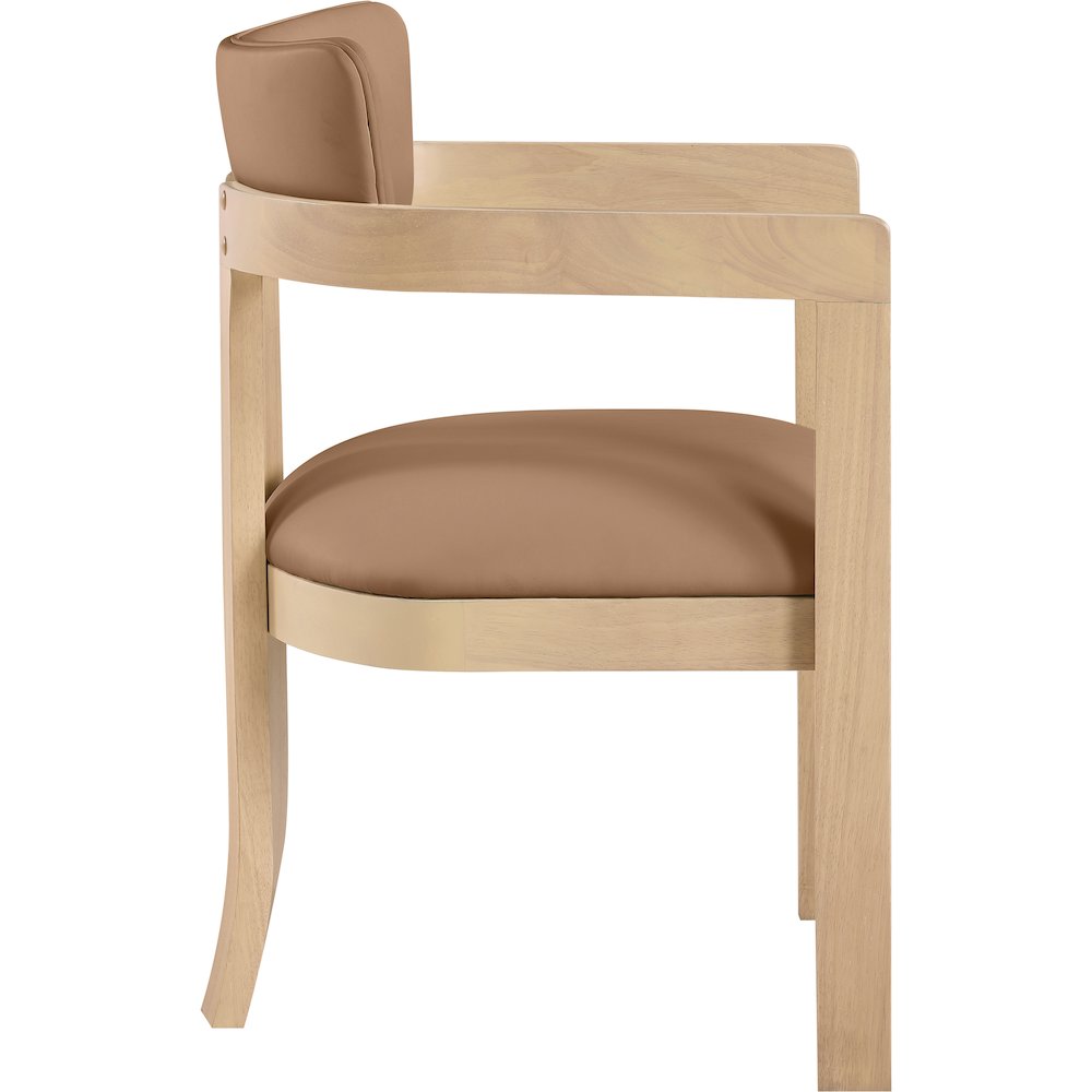 Lavrin Cognac Vegan Leather Upholstered Dining Arm Chair, Set of 2