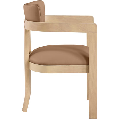 Lavrin Cognac Vegan Leather Upholstered Dining Arm Chair, Set of 2