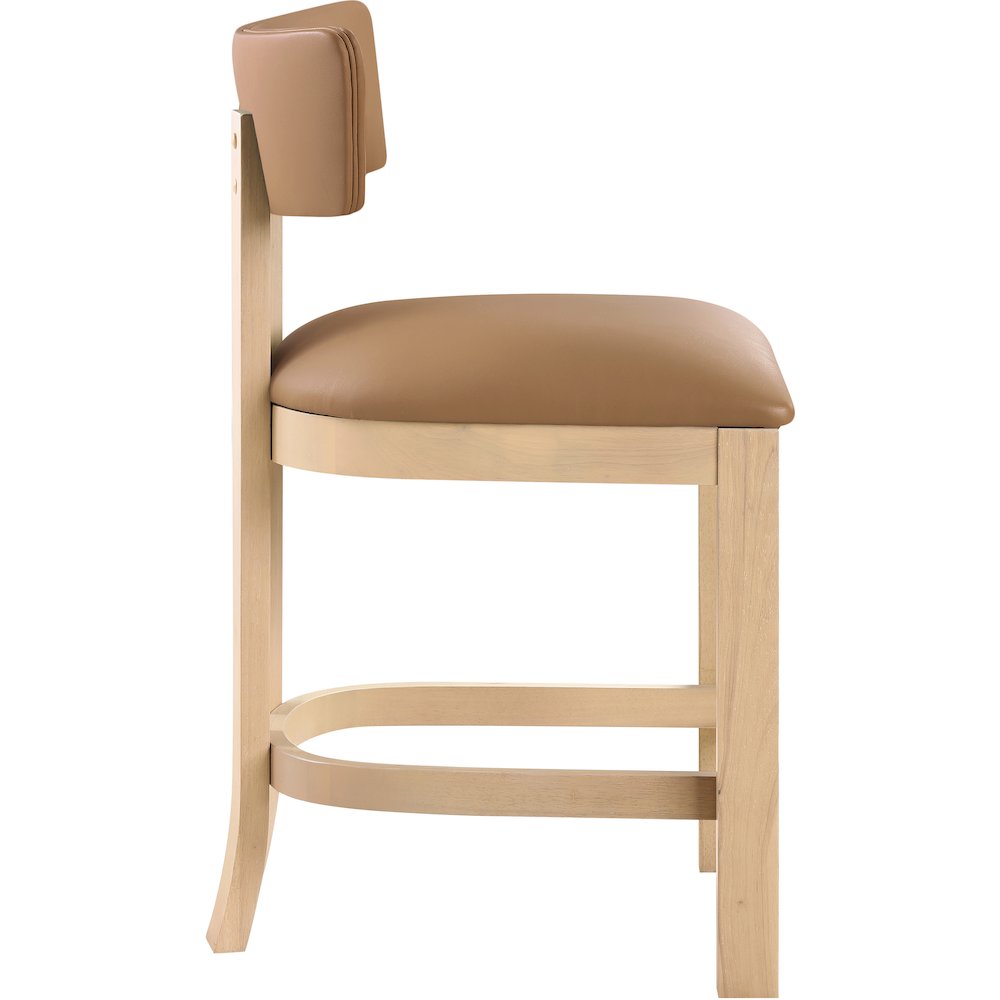 Lavrin Cognac Vegan Leather Upholstered Counter Stool, Set of 2