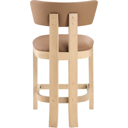 Lavrin Cognac Vegan Leather Upholstered Counter Stool, Set of 2