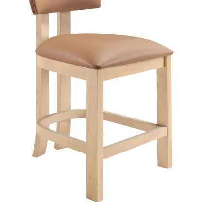 Lavrin Cognac Vegan Leather Upholstered Counter Stool, Set of 2