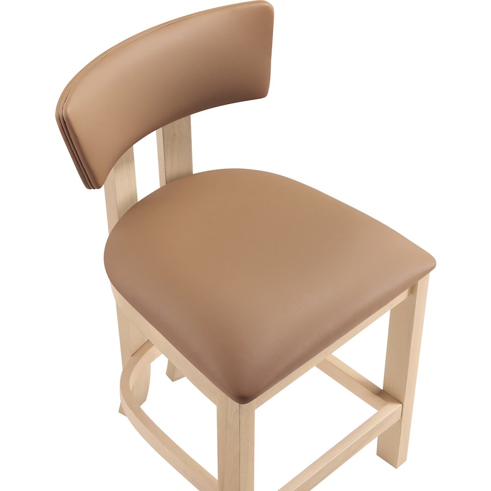 Lavrin Cognac Vegan Leather Upholstered Counter Stool, Set of 2