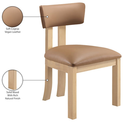 Lavrin Cognac Vegan Leather Upholstered Dining Side Chair, Set of 2