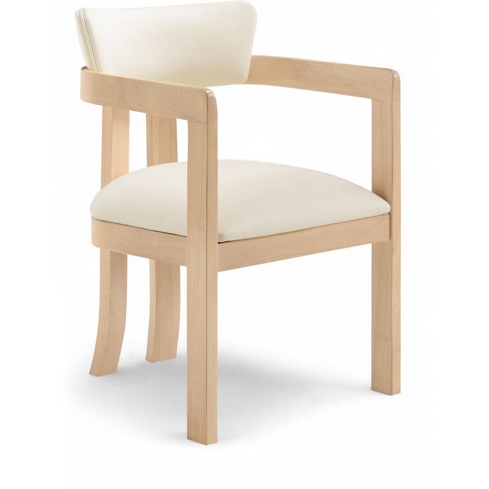 Lavrin Cream Vegan Leather Upholstered Dining Arm Chair, Set of 2