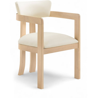 Lavrin Cream Vegan Leather Upholstered Dining Arm Chair, Set of 2
