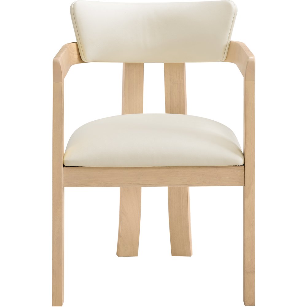 Lavrin Cream Vegan Leather Upholstered Dining Arm Chair, Set of 2