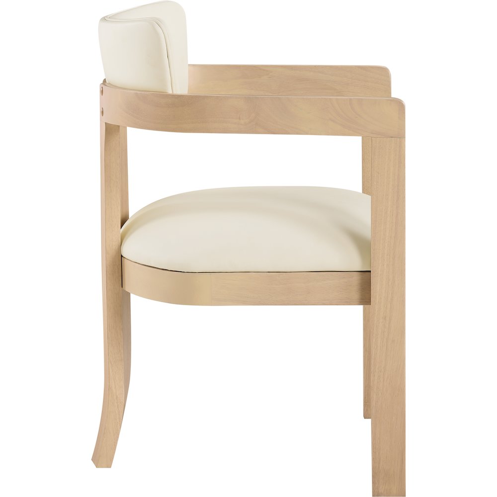 Lavrin Cream Vegan Leather Upholstered Dining Arm Chair, Set of 2