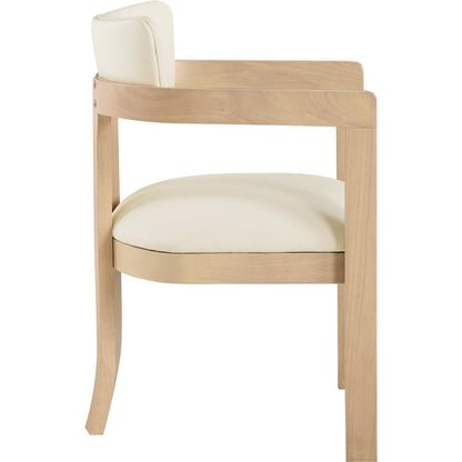 Lavrin Cream Vegan Leather Upholstered Dining Arm Chair, Set of 2