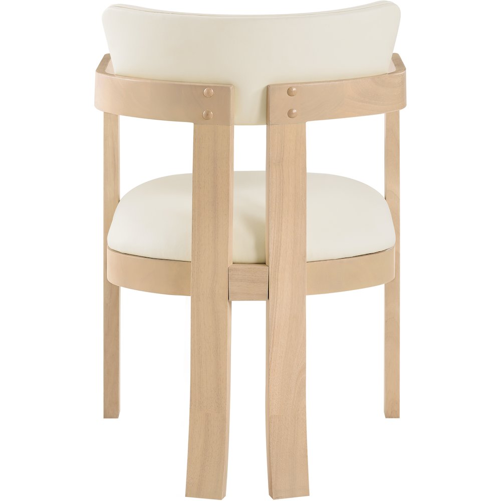 Lavrin Cream Vegan Leather Upholstered Dining Arm Chair, Set of 2