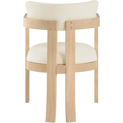 Lavrin Cream Vegan Leather Upholstered Dining Arm Chair, Set of 2
